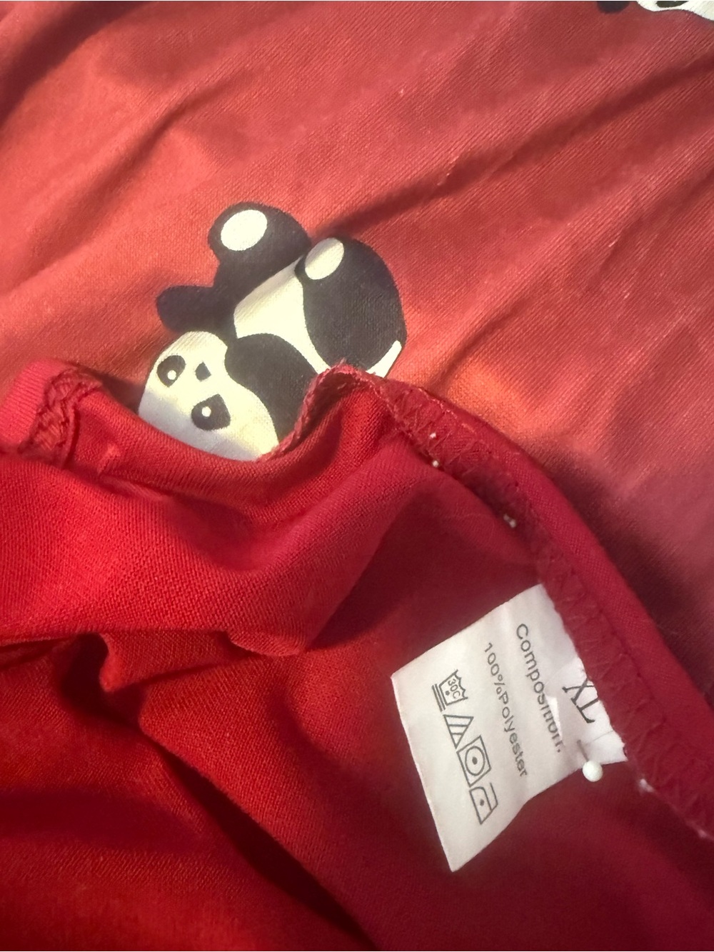 Pajama Set, Women’s size X Large Burgundy Short Sleeve Long Pants Panda Print